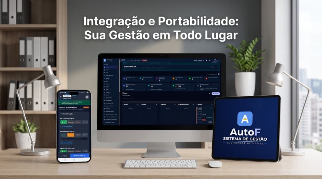 Toda a gestão conectada: balcão, oficina e pátio em tempo real